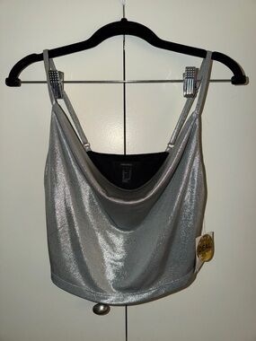 Forever 21 Silver Metallic Cowl Cami